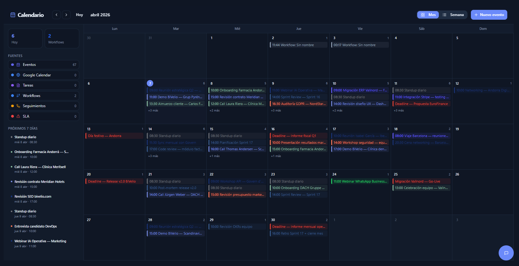 Calendario integrado