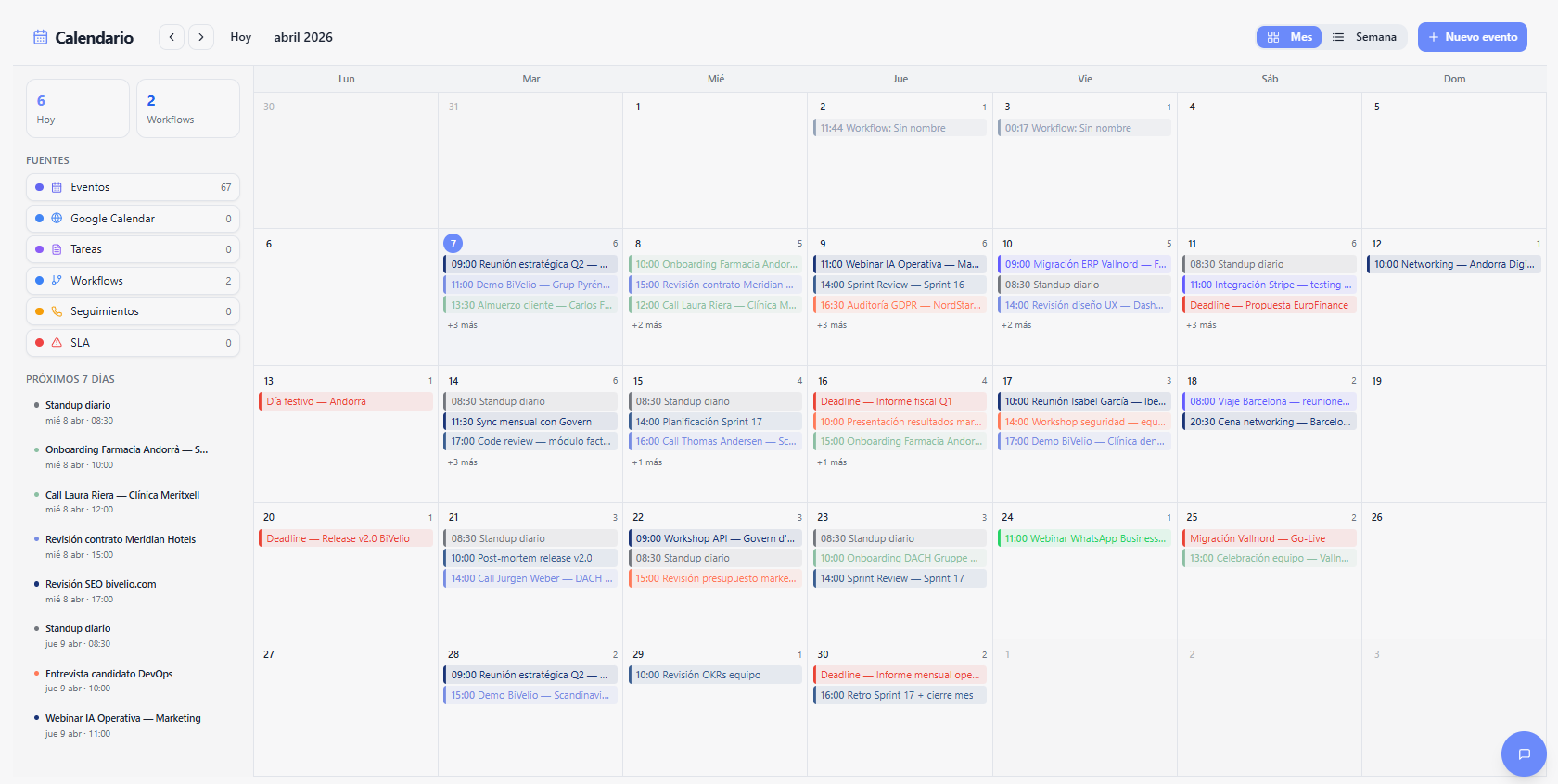 Calendario integrado